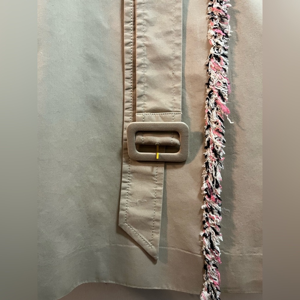 Kate Spade Trench Coat with Pink, Black, and White Fringe - Picture 9 of 13